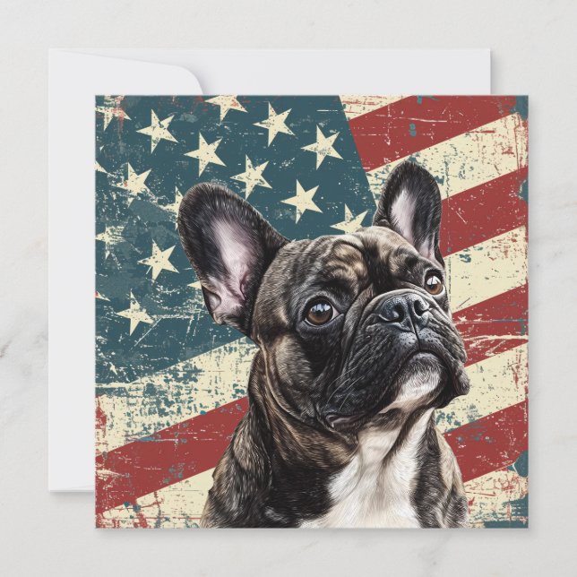 Grunge American Flag French Bulldog (Front)