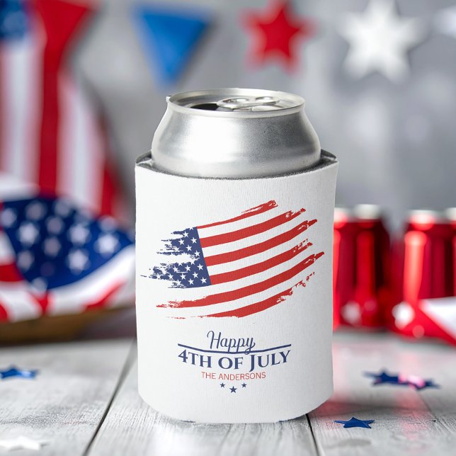 Grunge American Flag Happy 4th July ID1104 Can Cooler (Creator Uploaded)