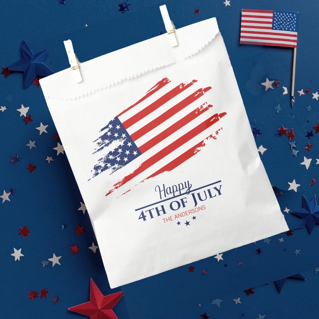 Grunge American Flag Happy 4th July ID1104 Favor Bag (Creator Uploaded)