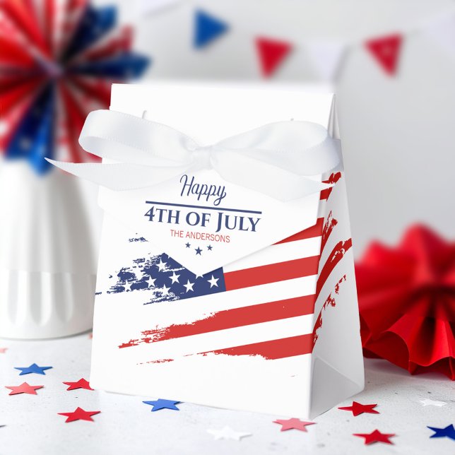 Grunge American Flag Happy 4th July ID1104 Favor Boxes (Creator Uploaded)