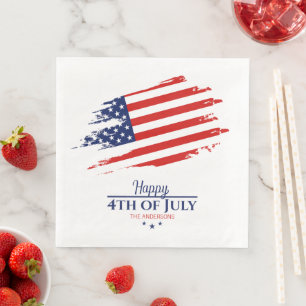 Grunge American Flag Happy 4th July ID1104 Paper Dinner Napkins
