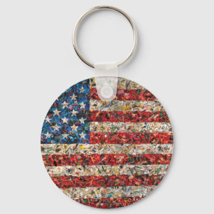 grunge american flag keychain