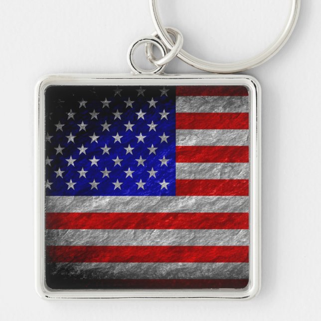 Grunge American Flag Keychain (Front)