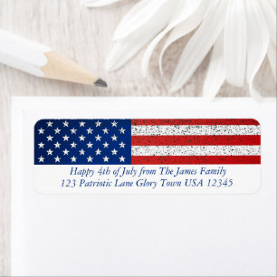 Grunge American Flag  Label
