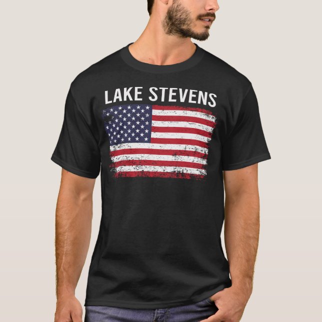 Grunge American Flag Lake Stevens T-Shirt (Front)