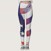 Women's Patriotic Leggings, American Flag Glitter Leggings