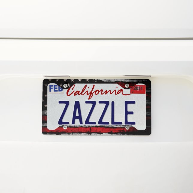 Grunge American flag License Plate Frame (On Car)