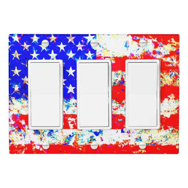 Grunge American Flag Light Switch Cover (In Situ)