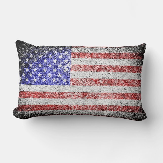 Grunge American Flag Lumbar Pillow (Front)