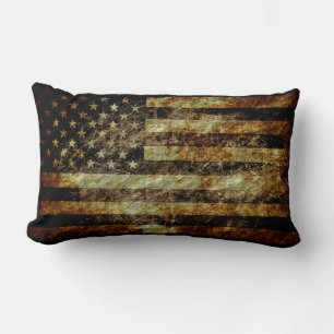 Grunge American Flag Lumbar Pillow