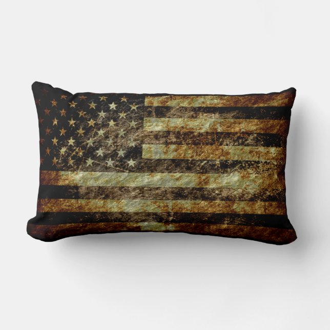 Grunge American Flag Lumbar Pillow (Front)