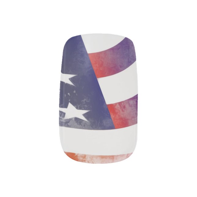 Grunge American Flag Minx Nail Art (Left Thumb)