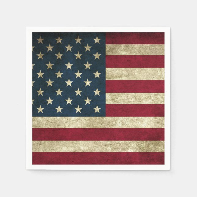 Grunge American Flag Napkins (Front)