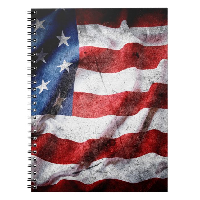 Grunge American flag Notebook (Front)