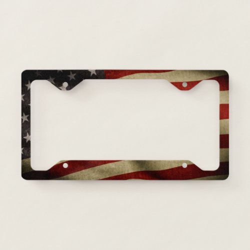 Grunge American Flag Patriot License Plate Frame