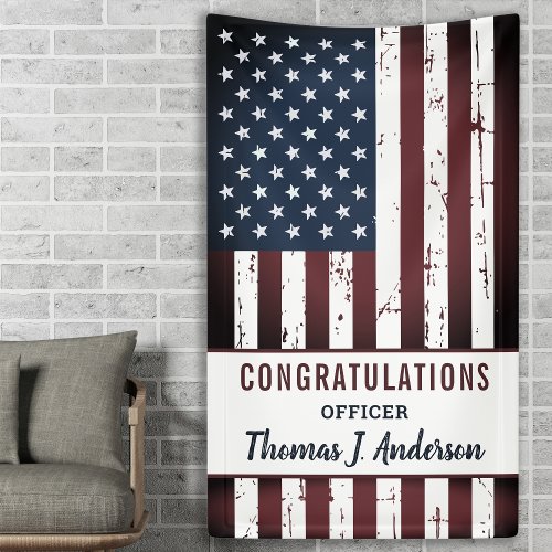 Grunge American Flag Police Military Retirement Banner