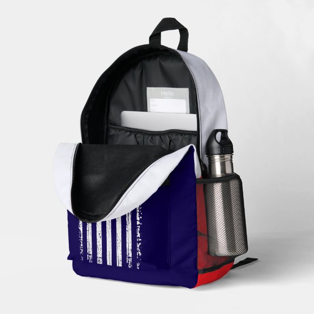 Grunge American Flag  Printed Backpack (Back Corner Right (Open))