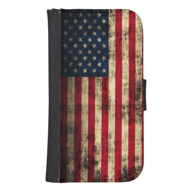 Grunge American Flag Samsung Galaxy Wallet Case (Front)