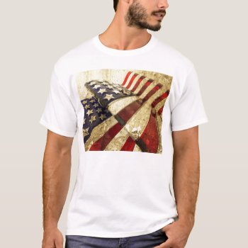 Grunge American Flag T-shirt by Kjpargeter at Zazzle