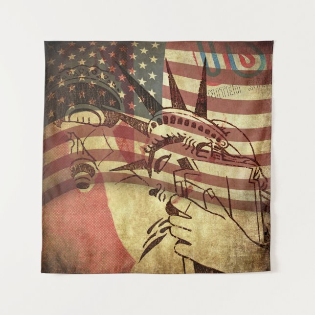 Grunge American flag: textured background. Tapestry (Front)