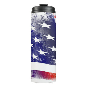 Grunge American Flag Thermal Tumbler