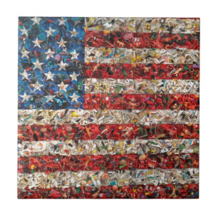 grunge american flag tile