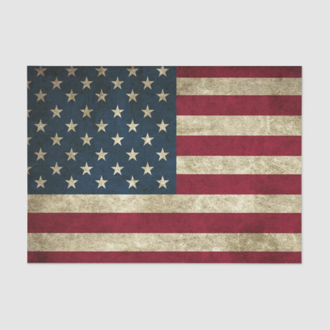 Grunge American Flag Tissue Paper (Front)
