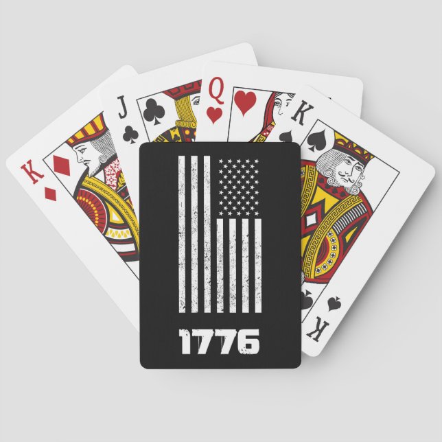 Grunge American Usa Flag Patriotic Us Poker Cards (Back)