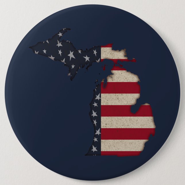 Grunge Americana Michigan | Patriotic Button (Front)