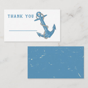Grunge  Anchor Blue Nautical Wedding Escort Place Card