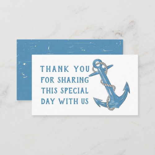 Grunge  Anchor Blue Nautical Wedding Thank You Pla Place Card