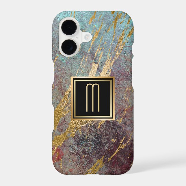 Grunge and Gold Monogram Case-Mate iPhone Case (Back)