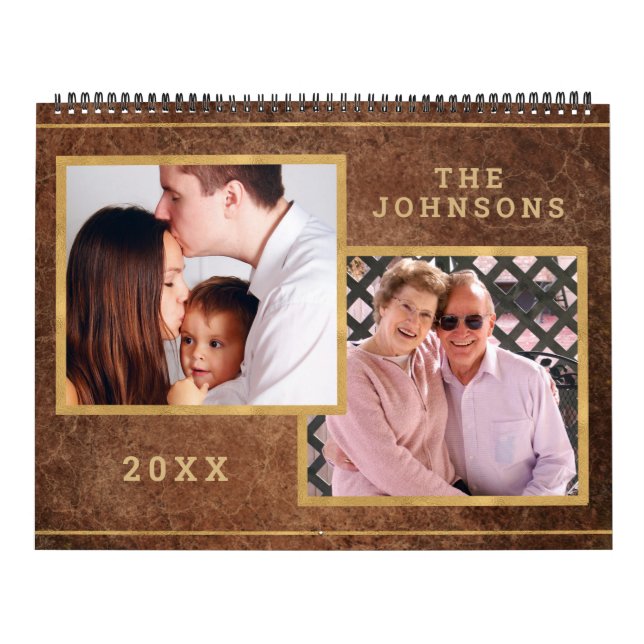 Grunge and Rustic Brown Custom Photo Image Calendar (Cover)