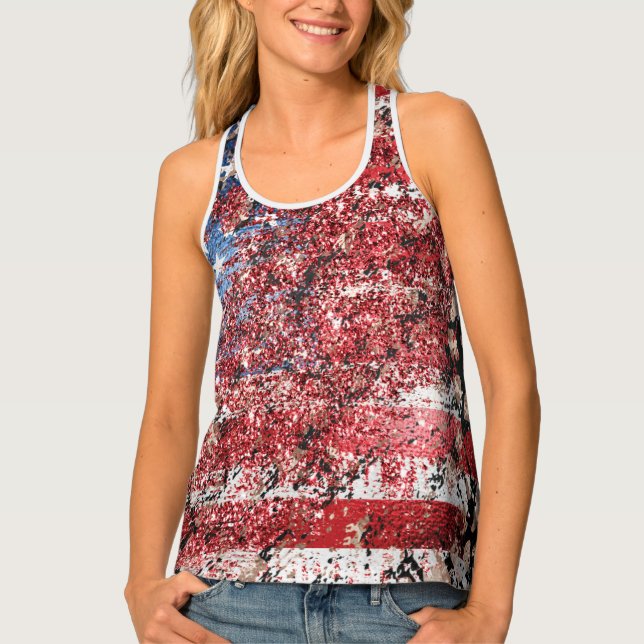 *~* Grunge AP27 Stars + Stripes Flag Leopard USA Tank Top (Front)