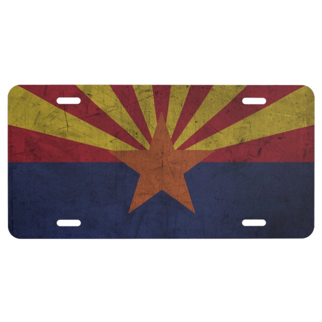 Grunge Arizona Flag License Plate (Front)