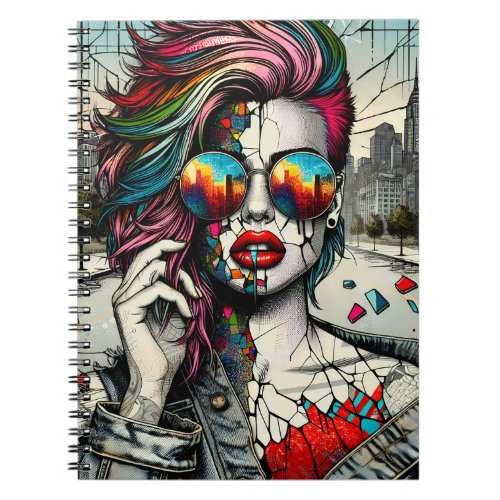 Grunge Art  Fractured Woman Abstract Notebook