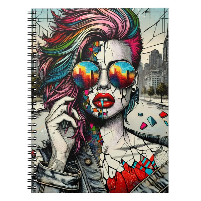 Grunge Art | Fractured Woman Abstract Notebook (Front)