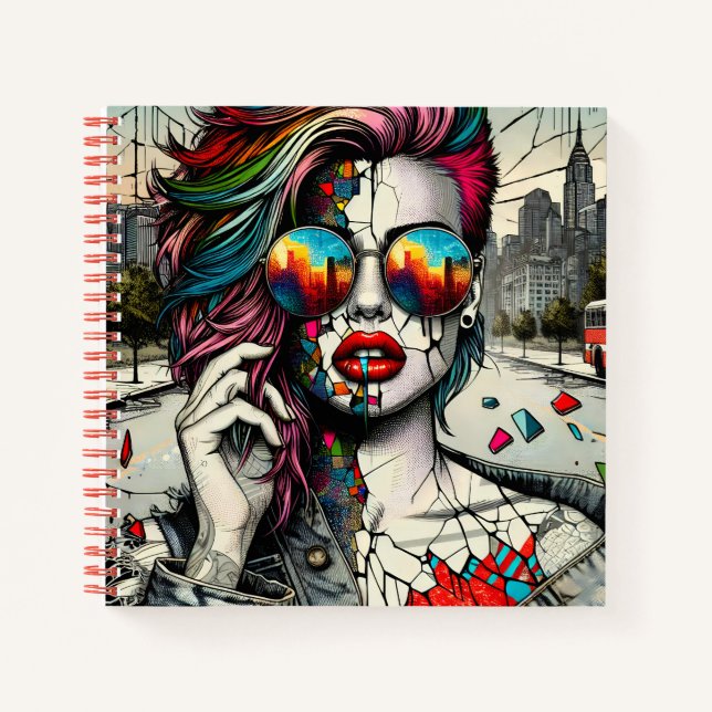 Grunge Art | Fractured Woman Abstract Notebook (Front)