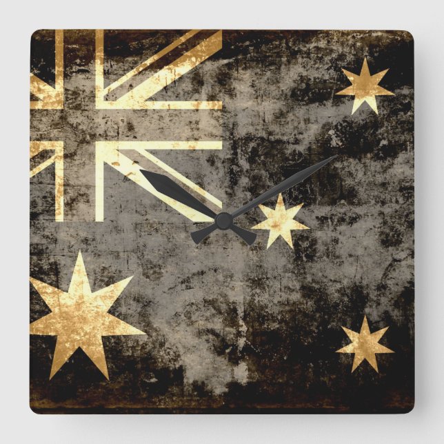 Grunge Australia Flag 3 Square Wall Clock (Front)