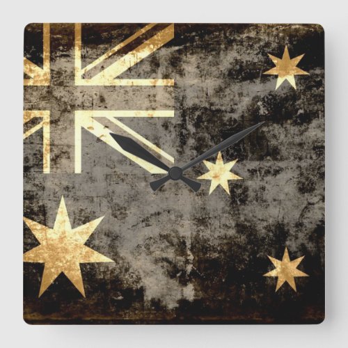 Grunge Australia Flag 3 Square Wall Clock