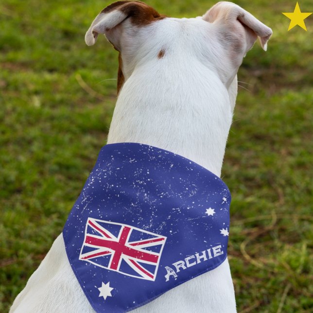 Grunge Australia Flag Custom Name Pet Bandana (Creator Uploaded)