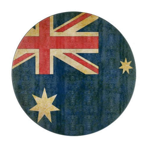 Grunge Australian Flag Glass Cutting Board