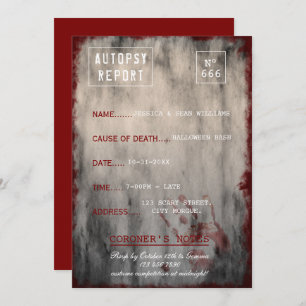 Grunge Autopsy Report Halloween Bash Invitation