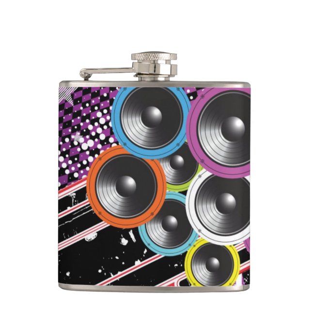 Grunge background hip flask (Front)