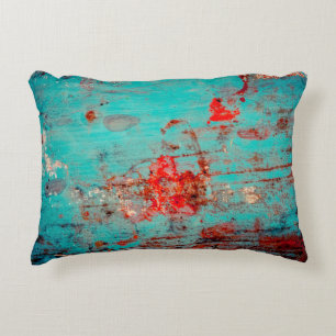 Grunge background of turquoise. Blotches, smears o Accent Pillow