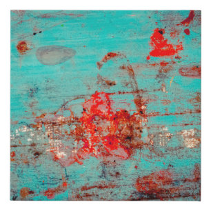 Grunge background of turquoise. Blotches, smears o Faux Canvas Print