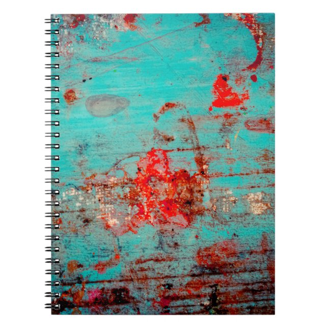 Grunge background of turquoise. Blotches, smears o Notebook (Front)