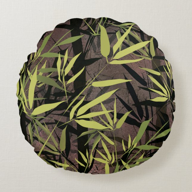 Grunge bamboo forest. round pillow (Front)