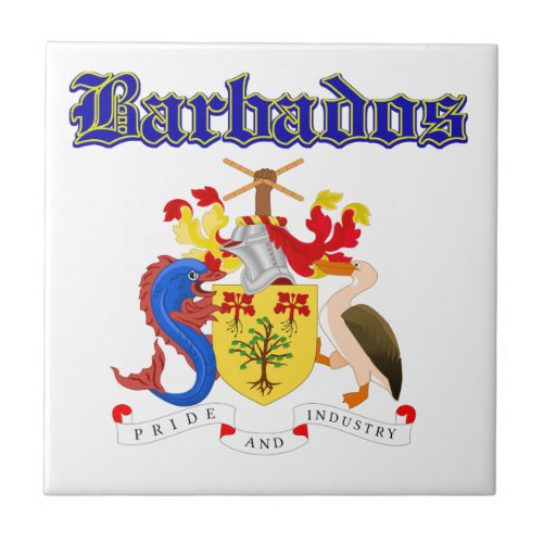 Grunge Barbados coat of arms designs Tile