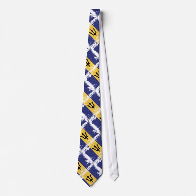 Grunge Barbados Flag Neck Tie (Front)